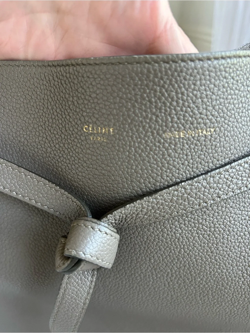 Celine Leather Small Cabas Phantom w/ Belt in Taupe